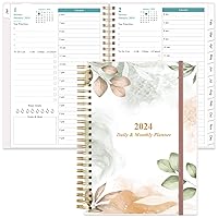 2023-2024 Daily & Monthly Planner, One Page Per Day, Daily Planner 2023-2024 from July 2023 to June 2024, Planner 2023-2024 with Flexible Cover, Tabs, Strong Twin-Wire Binding, Inner Pocket, 6.4