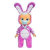 Cry Babies Tiny Cuddles Bunnies Lily - 9 inch Baby Doll, Cries Real Tears, Pink Bunny Themed Pajamas
