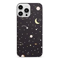 iPhone13 Space Illustration Cute Black Phone Case Case for iPhone 13 Series, Shockproof Protective Phone Case Slim Thin Fit Cover Compatible with iPhone, iPhone13 Pro