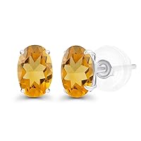 Solid 14K Gold 7x5mm Oval Genuine Birthstone Stud Earrings For Women | Hypoallergenic Studs | Natural or Created Gemstone Stud Earrings For Women and Girls