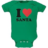 Old Glory Christmas I Heart Santa Kelly Green Soft Baby One Piece - 3-6 Months