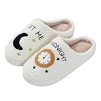 Unisex Meet Me at Midnight Slippers Soft Embroidered Plush Fluffy Warm Home Slippers Indoor Outdoor Slippers Couple Shoes