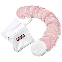 Momcozy Reusable Nursing Pads, Innovative Use of One Way Moisture-Wicking Fabric & 3-Layer Washable Breast Pads, Ultra-Thin Design, Light and Unburden, 14 Pack + Wet & Dry Separation Bag + Wash Bag