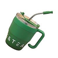 Coffee Cup With Handle And Straw Lid 480ML Travel Mug Water Cup Milk Mug Stainless Steel Material Suitable For Drinks Water Milk Office Cup