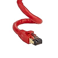 Cables Direct Online Cat8 Red 35FT SFTP Ethernet Patch Cable 40Gbps 2000Mhz Connection 26AWG Shielded Copper, Fluke Test Certified, RJ45 Connectors for Modems, Routers, Networks