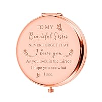 Sister Birthday Compact Mirror Gift Best Sister Gifts from Friend Sister Brother Classmate Makeup Mirror for Women Her Friendship Gift Wedding Valentines Day Graduation Thanksgiving Christmas