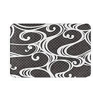 Bath Mat for Bathroom Graphic Pattern Abstract Texture Design Water Floral Sea Wave Japan Fabric Japanese Ornament Modern Bubble Collage Textile Geometry Non-Silp Bathroom Decor Mat Rug 24