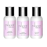 Haircare Travel Trio Set, Sulfate Free Shampoo & Conditioner + Hair Serum - 6oz, Plant Derived Formula to Repair Damaged Hair, Safe for Color Treated Hair & Extensions, All Hair Types & Textures