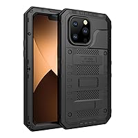Marrkey Waterproof Case for iPhone 14 Pro Max 6.7 inch, Heavy Duty Shockproof Dustproof Metal Durable Case with Built-in Screen,360 Full Body Protection Rugged Military Grade Defender - Black