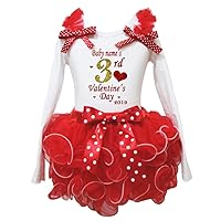 Petitebella Personalize 1st to 6th Valentine Day L/s Shirt Red Petal Skirt Nb-8y