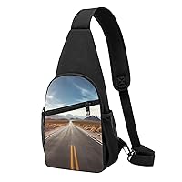Sling Bag Crossbody for Women Fanny Pack Desert Landscape Highway Chest Bag Daypack for Hiking Travel Waist Bag