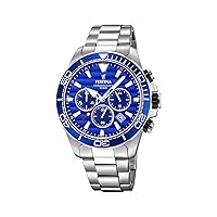 Men's Watch Festina - F20361/2 - Chronograph - Quartz - Date - AM/PM - Steel and Blue - Stainless-Steel Strap