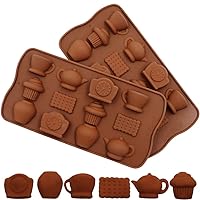 Teapot Silicone Molds,Meiyouju 2 Pack Tea Time Silicone Molds Chocolate Candy Molds,Nonstick & Quick Release Baking Pans for Fondant,Biscuit Decor,icing, Polymer Clay, Resin Mold