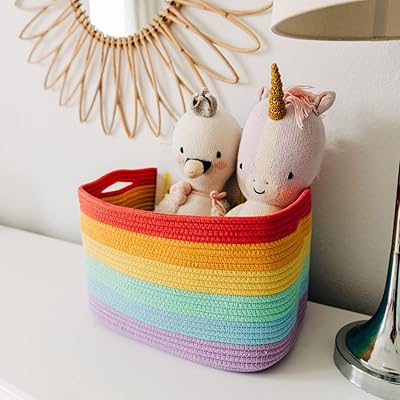  OrganiHaus Rope Rainbow Storage Baskets for Shelves, Rainbow  Baskets for Pastel Classroom Decor, Baby Basket for Pastel Room Decor