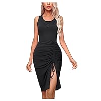 Dresses for Women 2024, Trendy Summer New and Sexy Women's Drawstring Hip Dress Spring Casual, S, XL