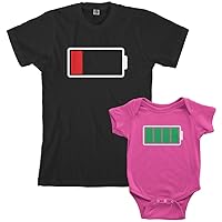 Threadrock Full and Low Battery Infant Bodysuit & Men's T-Shirt Matching Set