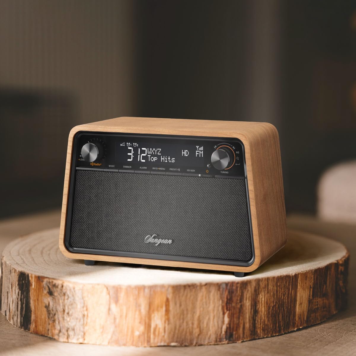 Sangean HDR-19 HD Radio/AM/FM-RDS/Bluetooth/AUX Premium Wooden Cabinet Radio