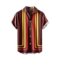 Hawaiian Shirt for Men with Pocket Mens Lightweight Shirts Summer 80S Button Down Shirt Mens White Short Sleeve Shirt