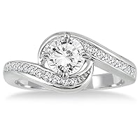 AGS Certified 1 Carat TW Diamond Engagement Ring in 14K White Gold (I-J Color, I2-I3 Clarity)