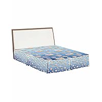 Blue Coastal Nautical Bed Skirt Queen Size 18 Inch Drop Bed Frame Cover, Ocean Shell Starfish Beach Sheet & Wrap Around Bed Skirts Box Spring Cover Dust Ruffle for Queen Bed with Split Corner
