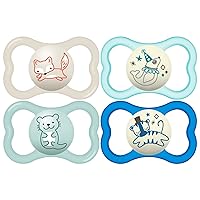 MAM Air Night & Day Baby Pacifier, for Sensitive Skin, Glows in The Dark, 6-16 Months, Baby Boy, 4 Count