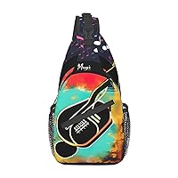 Origami Multicolor Papercraft Cranes Printed Canvas Sling Bag Crossbody Backpack, Hiking Daypack Chest Bag For Women Men