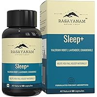 Sleep+ 1000mg | Natural Sleeping Capsules with Valerian Root, Lavender, Chamomile | Helps Calm & Blissful Sleep | Non Habit Forming 60 Capsules