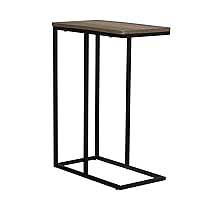 Ashwood Industrial Narrow End Table | Metal C Shaped Frame and Rectangle Faux Wood Top, C Table