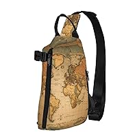 World Map Print Cross Bag Casual Sling Backpack,Daypack For Travel,Hiking,Gym Shoulder Pack