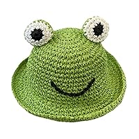 Sunhat Lovely Frogs Shape Beach Hat Exquisite Straw Hat Daily Dress Green