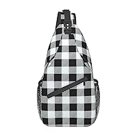 Cross Chest Bag Black And White Marble Printed Crossbody Sling Backpack Casual Travel Bag For Unisex