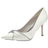 Womens Pleated Rhinestones Wedding Shoes Slip On Pumps Mid Heel 8.5