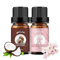 Coconut Essential Oil Bundle with Cherry Blossom Essential Oil 100% Pure & Natural Coconut Essential Oill for Diffuser, Skin, Hair, Candle Making, Soap Making -2PCS 10ml