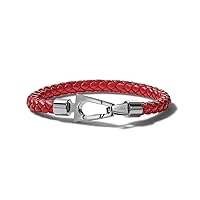 Jewelry Men's Marine Star Braided Leather Bracelet with Tuning Fork Clasp