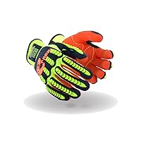 MAGID Impact Level 2 Resistant TPR Work Gloves with Grip, 1 Pair, High Visibility, Size 7 (Small), Sandy Nitrile Coated (NitriX), Machine Washable & Reusable, T-REX Flex Series TRX500
