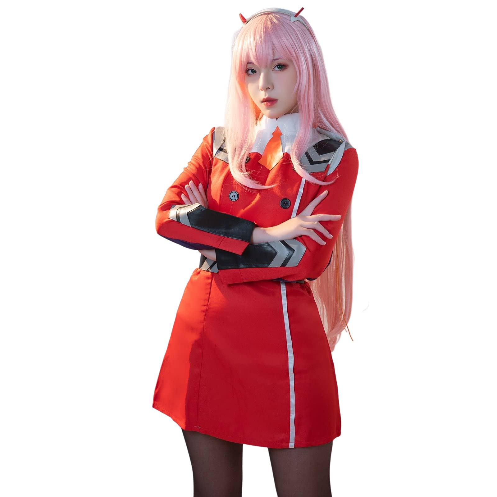 Anime DARLING in the FRANXX Zero Two Cosplay Costumes Uniform Dress Full  Set Wig | eBay
