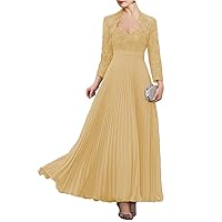 Two Piece A-Line Mother of The Bride Dress Sweetheart Floor Length Long Sleeve Wedding Party Prom Dress with 2024