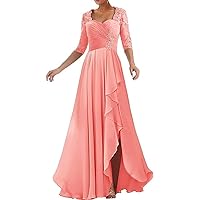 Women Lace Appliques Mother of The Bride Dresses for Wedding Chiffon Long A-Line Formal Dress Evening Gown