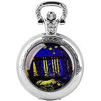 Tiong Personalized Pocket Watch Quartz Glass Round Pocket Watch Necklace Pendant Clock Best Clover Jewelry,Lucky Charm Birthday Gifts for Women Men Kids Child