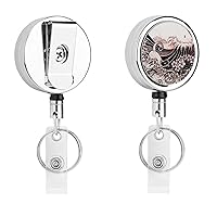 Japanese Wave O-ctopus and Cherry Blossom Cute Badge Holder Clip Reel Retractable Name ID Card Holders for Office Worker Doctor Nurse