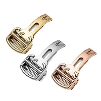 for Card Strap Buckle Blue Balloon Tank Key London Santos Series Stainless Steel Folding Buckle 12mm, 14mm, 16mm, 18mm, 20mm (Color : Gold, Size : 12mm)