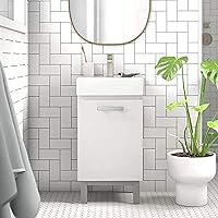 LC17XWP Brielle 16.5” Single Sink Bathroom Vanity Porcelain Countertop-Freestanding or Wall Mounted, Pure White