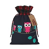 MQGMZ Cute Owls Print Xmas Gift Bags, Candy Bags For Wrapping Gifts For Halloween, Birthday, Wedding, 2 Sizes