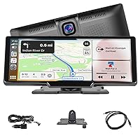 Wireless Carplay Android Auto Portable Car Stereo - 9.3 Inch HD Car Play Screen Dash Cam, GPS Navigation, Loop Recording, Voice Control, Bluetooth, FM Transmitter, AUX, Dash Mounted