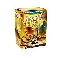 Dragon Shield Standard Size Card Sleeves – Classic Gold 100 CT - MTG Card Sleeves are Smooth & Tough - Compatible with Pokemon, Yugioh, & Magic The Gathering Card Sleeves