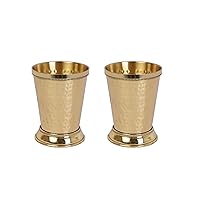 Mint Julep Cups For Bourbon Cocktail Moscow Mule Kentucky Derby Classic Beaded Trim Border Made by Soild Brass Capacity-12 Ounce (Hammered, 2)
