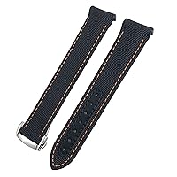 20mm Watchbands Canvas Leather Bottom Watchband for Omega Seamaster 300 Speedmaster AT150 Planet Ocean Nylon Watch Strap for man woman