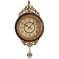 Elegant, Traditional, Decorative, Hand Painted Modern Grandfather Wall Clock Fancy Ethnic Luxury Handmade Decoration, Swinging Pendulum for New Room or Office. Large. 29.5 Inch. Brown