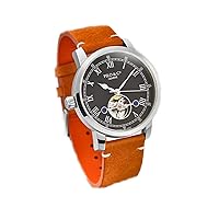 Tempo Swiss Automatic Watch Roman Numbers P0561 Orange Leather Band Black dial
