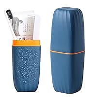 Travel Toothbrush Cup Case,Toothbrush Holder with Cover Travel Toothbrush Containers Portable Toothpaste Storage Toothbrush Case and Carrier for Camping School Business Trip Bathroom (Dark blue)